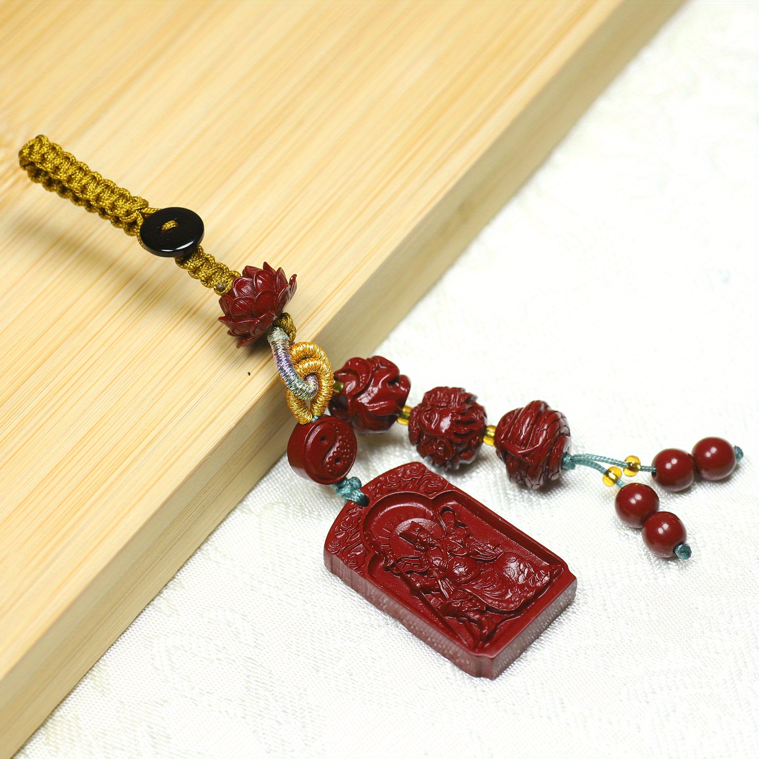 Cinnabar Lotus Zodiac Amulet Keychain